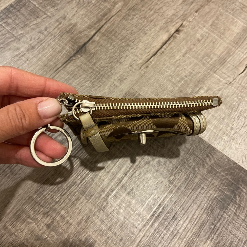Coach Tan Patterned Keychain Wallet - Picture 2 of 2